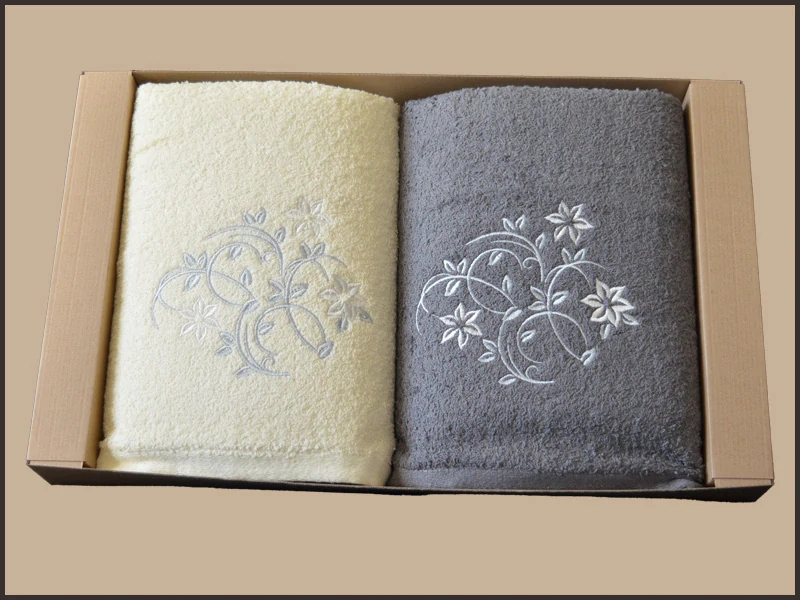 Dárkový set ručníků dvojdílný – ekr a šedá