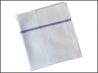 Ručník vafle 50x90cm - bílý s modrým proužkem
