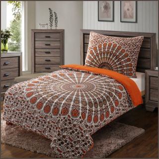 Povlečení Mikroplyš Flanel – Mandala oranžová